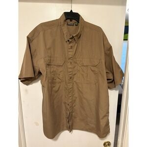 Cabelas Mens Sz XXL 2XL  Button Up Shirt Khaki Outdoor Fish Hike Workwear Hunt